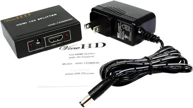 Alt view image 2 of 5 - 2 Port 1x2 Powered HDMI 1 in 2 Out Mini Splitter for 1080P & 3D | Model: VHD-1X2MN3D