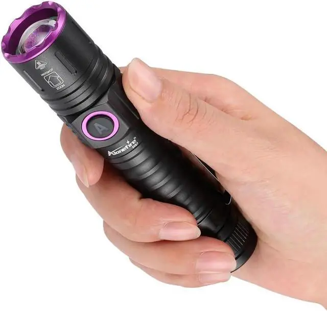 Alt view image 3 of 7 - ALONEFIRE SV87 365nm UV Flashlight Zoom 5W Type C USB Rechargeable Black Light Money Detector for Resin Curing, Pet Urine Detection, Scorpion, Fishing, Minerals, Leaks, Cure Glue with Battery