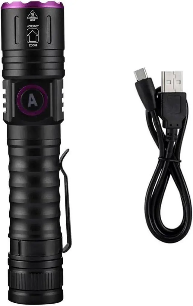 Alt view image 5 of 7 - ALONEFIRE SV87 365nm UV Flashlight Zoom 5W Type C USB Rechargeable Black Light Money Detector for Resin Curing, Pet Urine Detection, Scorpion, Fishing, Minerals, Leaks, Cure Glue with Battery
