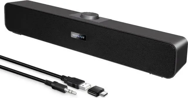 Main image of VOTNTUT Computer Speakers,Wired USB Desktop Speaker,Stereo USB Powered Mini Sound Bar Speaker for PC Tablets Desktop Laptop MP3 Mac Air/Pro((USB-C to USB Adapter Included)