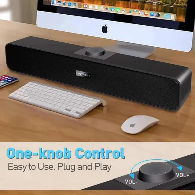Alt view image 3 of 5 - VOTNTUT Computer Speakers,Wired USB Desktop Speaker,Stereo USB Powered Mini Sound Bar Speaker for PC Tablets Desktop Laptop MP3 Mac Air/Pro((USB-C to USB Adapter Included)