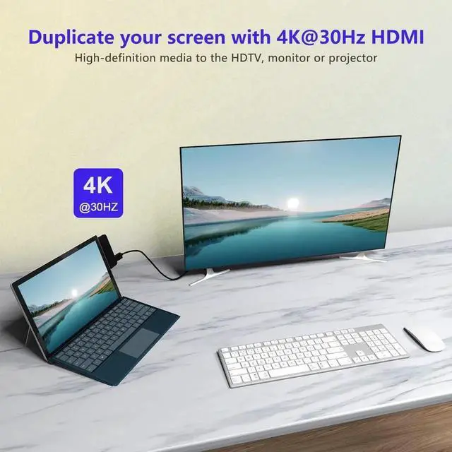 Alt view image 2 of 6 - Surface Go 3 Docking Station, 4 in 1 Microsoft Surface Go 3 Accessories with 4K HDMI + USB 3.0 Port Hub + 3.5mm Audio Adapter, USB Adapter for Surface Go 3/Go 2/Go