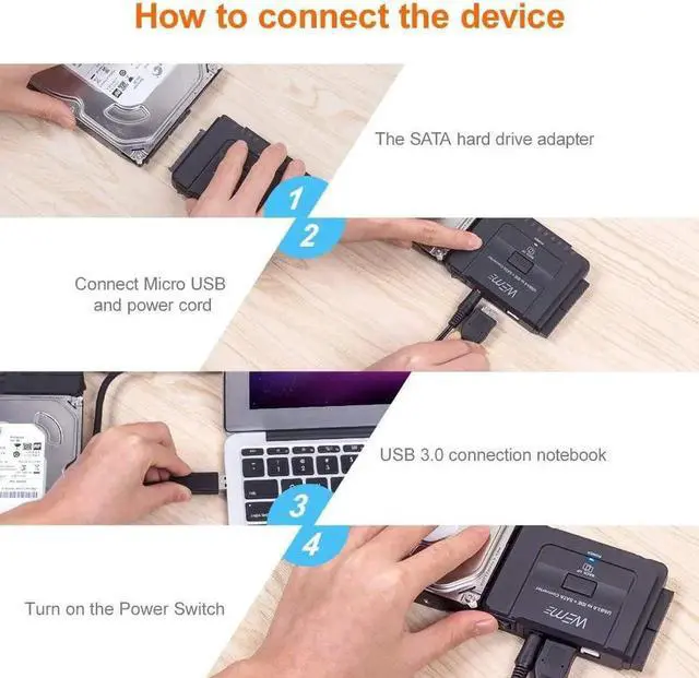 Alt view image 2 of 7 - USB 3.0 to SATA IDE Adapter with Universal 2.5 3.5 Hard Drive Disk Converter for HDD SSD and IDE HDD Support 12TB and One-Touch Backup Include 12V 2A Power Adapter and USB 3.0 Cable for Laptop
