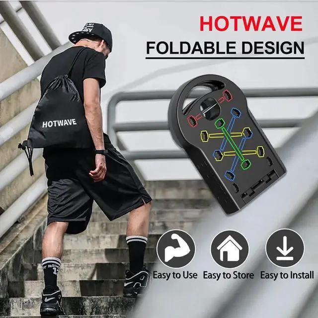 Alt view image 2 of 6 - HOTWAVE Push Up Board Fitness, Portable Foldable 20 in 1 Push Up Bar at Home Gym, Pushup Handles for Floor. Professional Strength Training Equipment For Man and Women,Patent Pending