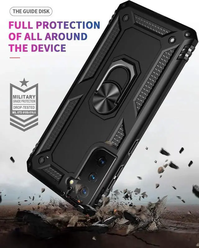 Alt view image 7 of 7 - Military Grade Drop Impact for Samsung Galaxy S21 Plus Case Galaxy S21 Plus 5G Case 360 Metal Rotating Ring Kickstand Holder Armor Heavy Duty Shockproof Case for Galaxy S21 Plus Phone Case (Black)