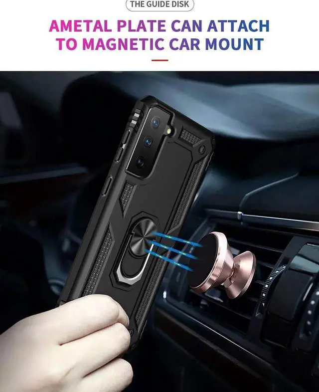 Alt view image 5 of 7 - Military Grade Drop Impact for Samsung Galaxy S21 Plus Case Galaxy S21 Plus 5G Case 360 Metal Rotating Ring Kickstand Holder Armor Heavy Duty Shockproof Case for Galaxy S21 Plus Phone Case (Black)