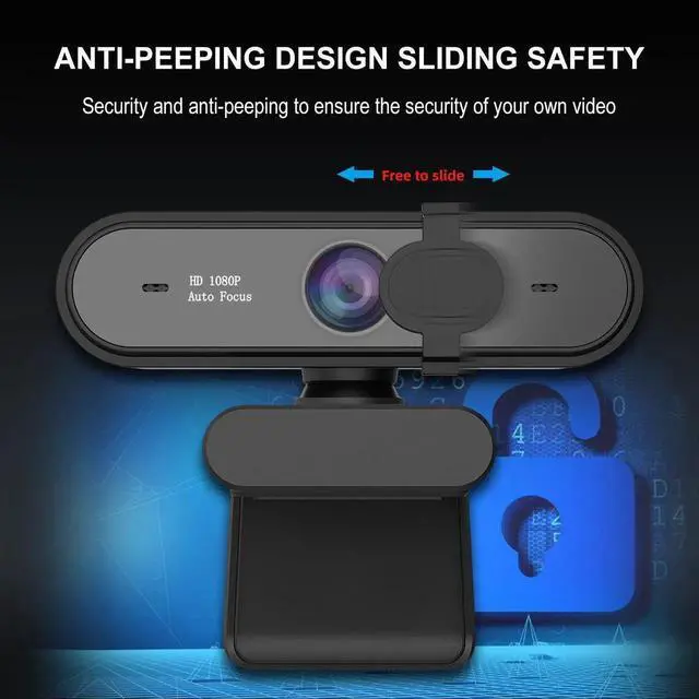 Alt view image 6 of 7 - Web Camera Full HD 1080P/30FPS Webcam Live Streaming Camera with Noise Reduction Microphone,Autofocus & Privacy Cover,Highest Resolution 1920X1080,95-Degree FOV,2MP Camera for Zoom/Skype/Teams,Confere