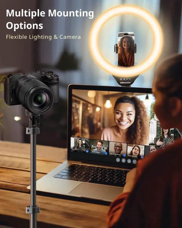 Alt view image 3 of 6 - UBeesize 12'' Selfie Ring Light with 62 Tripod Stand for Video Recording, Live Streaming(YouTube, Instagram, TIK Tok), Compatible with Phones, Cameras and Webcams
