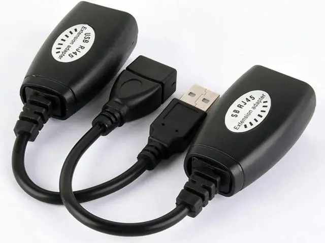 Alt view image 4 of 4 - LIXIN USB (Male) (Female) to RJ45 Adapter Set-USB to RJ45 LAN Extension Adapter Over Cat5/ Cat5e/ Cat6 Cable