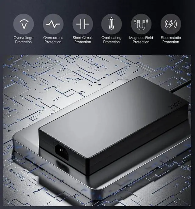 Alt view image 2 of 7 - 230W Power Supply Fit for Lenovo Legion 5 Charger ADL230SCC3A ADL230SDC3A P73 P71 P15 T15g P17 Thinkpad Mobile Workstation Slim 230W AC Adapter Slim-Tip