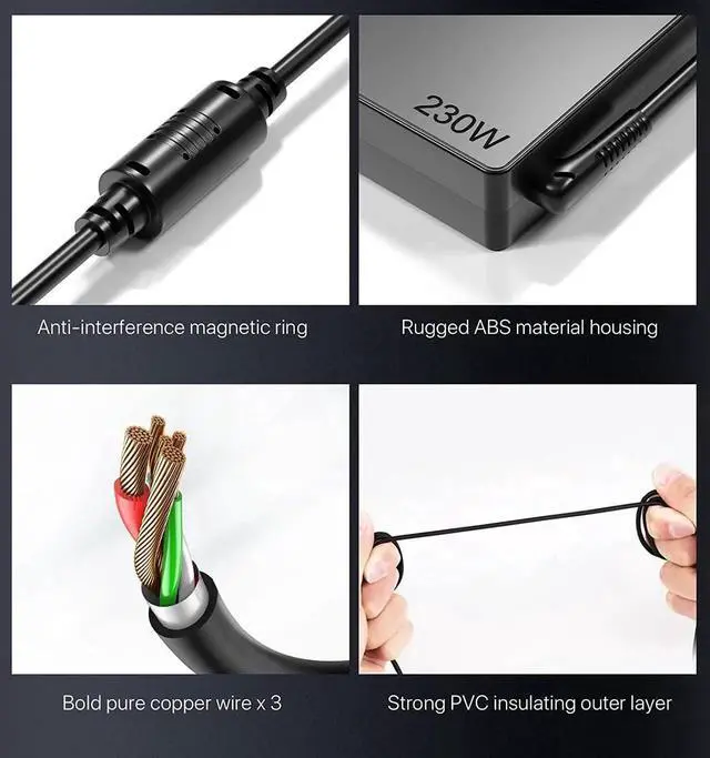 Alt view image 7 of 7 - 230W Power Supply Fit for Lenovo Legion 5 Charger ADL230SCC3A ADL230SDC3A P73 P71 P15 T15g P17 Thinkpad Mobile Workstation Slim 230W AC Adapter Slim-Tip