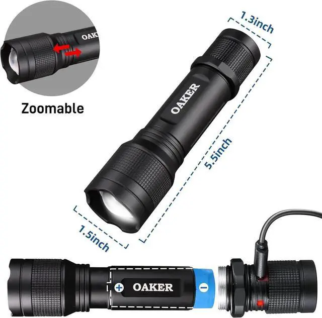 Alt view image 2 of 7 - XF2013 USB-C Rechargeable Flashlight 2000 Lumens,5 Light Modes LED Flashlight, Waterproof Hand light for Hiking Camping