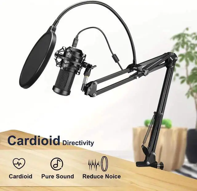 Alt view image 4 of 4 - Aokeo AK-60 Professional USB Streaming Podcast PC Microphone with AK-35 Suspension Scissor Arm Stand, Shock Mount, Pop Filter, Foam Cover, for Skype, Youtuber, Karaoke, Gaming, Recording, 2 pack