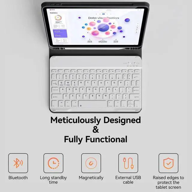 Alt view image 5 of 5 - KVTVOU Keyboard Case for iPad Pro 11 Inch 4th Generation/Pro 3rd Gen/Pro 2nd Gen with Pencil Holder, Folio Detachable Wireless Bluetooth Keyboard & Flip Stand Case for iPad Pro 11 Inch, Black