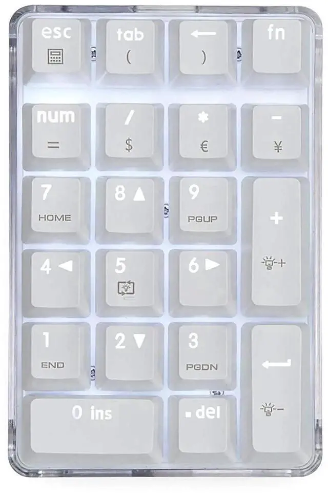 Main image of Qisan Mechanical Numeric Keypad GATERON Blue Switch Wired Crystal Case White Backlit Gaming Keypad 21 Keys Mini Numpad Portable Mechanical Numpad Extended | Laptop Accessories | keypad for Computer
