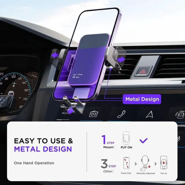 Alt view image 4 of 7 - Wireless Car Charger,7 Colored RGB Backlit Mosurr 15W Auto Clamping Phone Holders for Your car fit for iPhone 16 15 14 Mini Pro Max, Samsung Galaxy S25 Ultra S24 S23+, etc, Fathers Day for Gifts