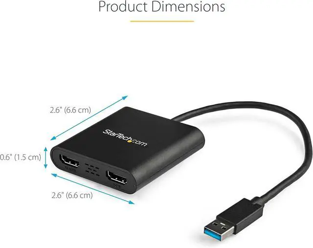 Alt view image 4 of 6 - USB-A 3.0 to Dual HDMI Adapter, 4K 30Hz + 1080p 60Hz, Windows only | USB 5Gbps to 2x HDMI external graphics, 1x 4K 30Hz + 1x 1080p 60Hz, Extend or mirror