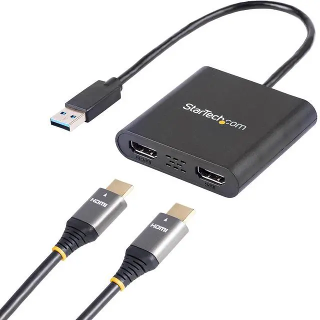 Main image of USB-A 3.0 to Dual HDMI Adapter, 4K 30Hz + 1080p 60Hz, Windows only | USB 5Gbps to 2x HDMI external graphics, 1x 4K 30Hz + 1x 1080p 60Hz, Extend or mirror