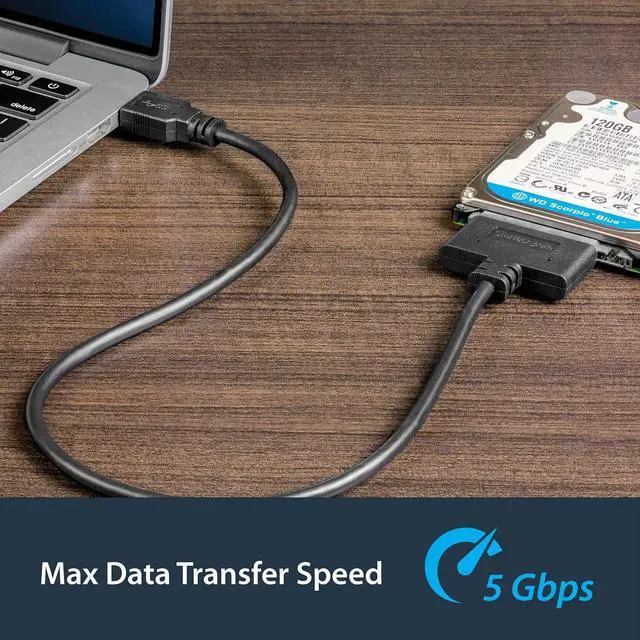 Alt view image 6 of 6 - SATA to USB Adapter, USB 5Gbps, 2.5in SATA III (USB3S2SAT3CB) | Hard drive reader cable for SSD or HDD, USB-A, UASP up to 70% faster, USB Powered, Not for 3.5in drives, Laptops