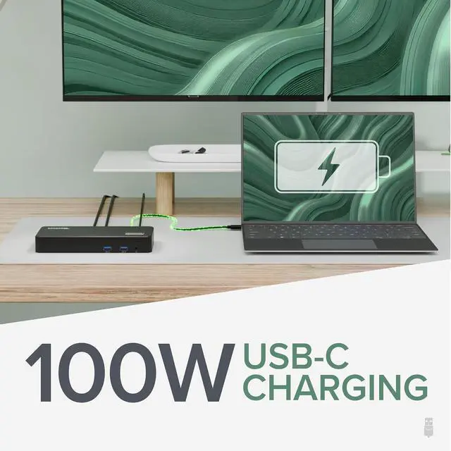 Alt view image 7 of 7 - Plugable USB C Triple Display Docking Station | 100W PD, 3x HDMI (1x 4K 30Hz, 2x 1080p 60Hz), 6x USB 5Gbps Ports | Windows, macOS, ChromeOS Compatible - Enhance Productivity with Multi-Monitor Support
