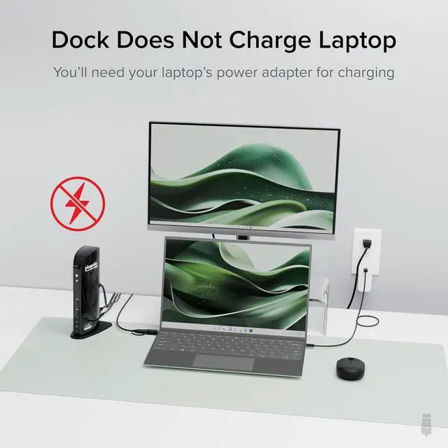 Alt view image 5 of 7 - Universal Laptop Docking Station Dual HDMI Monitor for Windows and Mac (Driver Required), USB 3.0 or USB-C, 2X HDMI, Gigabit Ethernet, Audio, 6 USB Ports (UD-3900)