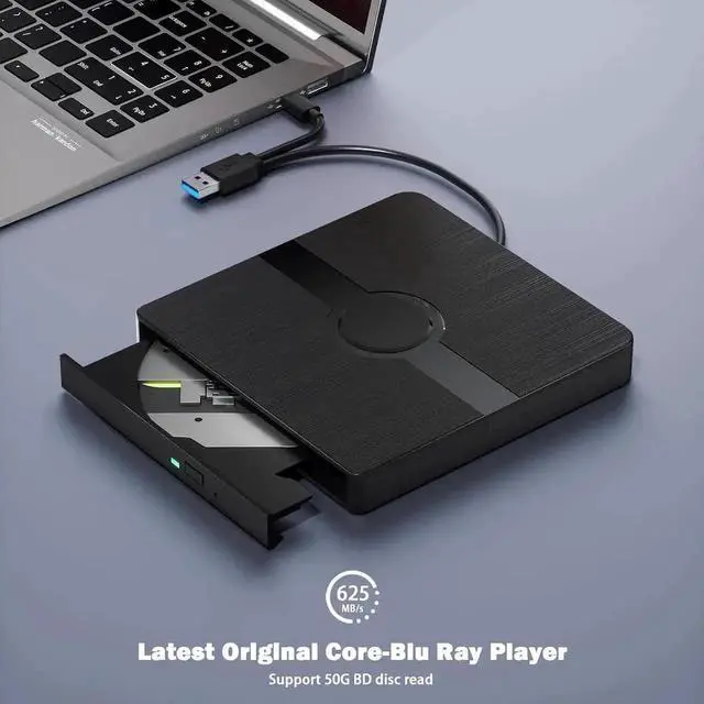 Alt view image 5 of 7 - External Blu Ray Drive, BD Player with Read/Write Capability Portable Blu-ray Player with USB 3.0 Type-C CD/DVD Burner 3D Blu-ray Drive Compatible with Win10 and Mac OS, Drive Blu Ray Player
