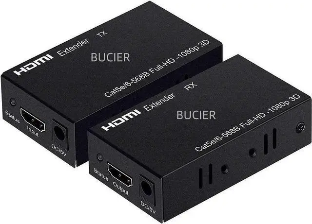 Main image of AOMOPROING 196ft/60m HDMI Extender, HDMI Extender Over Cat 5e/6/7, Digital HDMI Ethernet Extender Adapter Support Full HD 1080P 3D, EDID Copy, Deep Color, Compatible with Fire Stick, Roku, Blue-ray