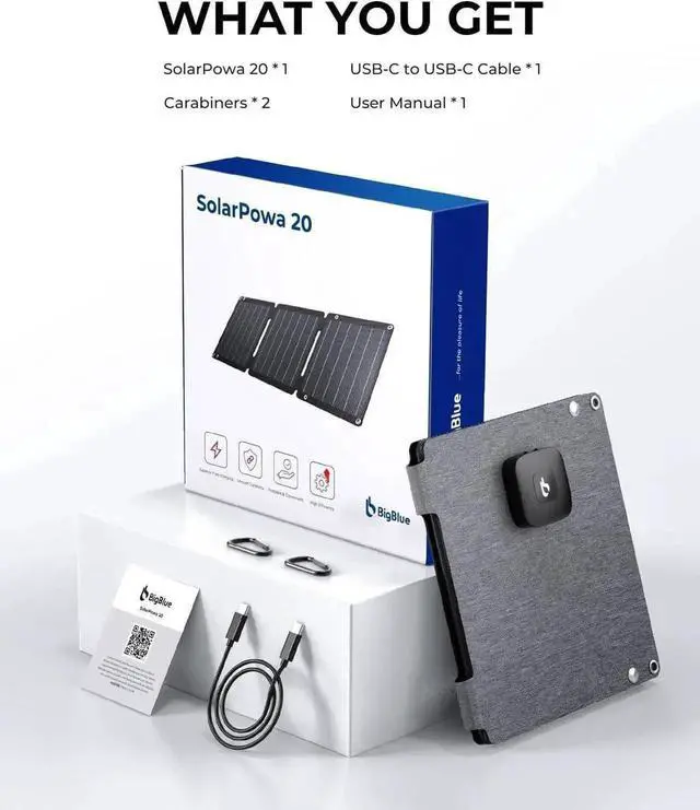 Alt view image 6 of 7 - 21W Solar Panel Charger SolarPowa 20 Portable Solar Charger with USB-A/USB-C Ports IP68 Waterproof High-Efficiency Lightweight Foldable Solar Panels for Phones Tablets Camping Backpacking