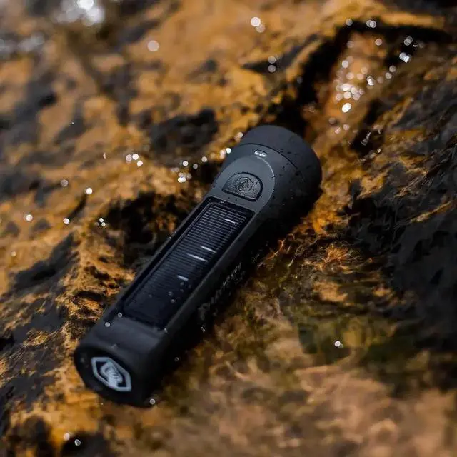 Alt view image 3 of 7 - Journey 300 Solar LED Waterproof Flashlight with USB Phone Charger Black