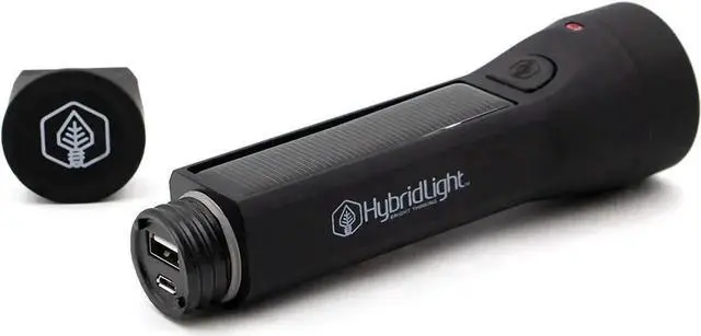 Alt view image 4 of 7 - Journey 300 Solar LED Waterproof Flashlight with USB Phone Charger Black