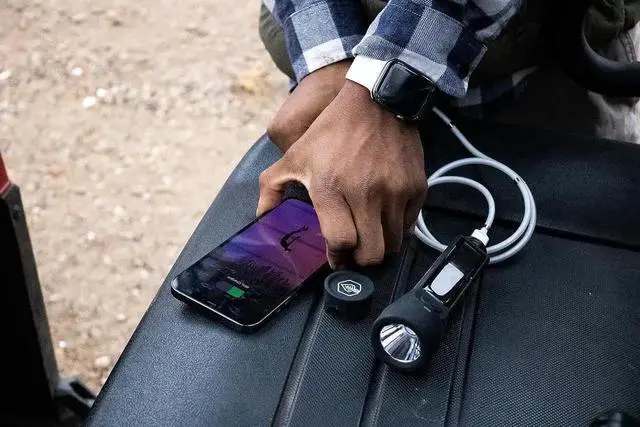 Alt view image 6 of 7 - Journey 300 Solar LED Waterproof Flashlight with USB Phone Charger Black