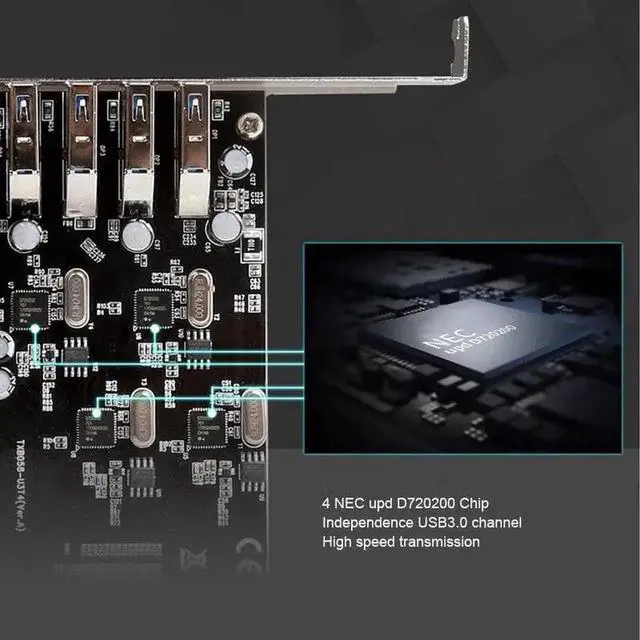 Alt view image 2 of 5 - Supper speed 20G PCIe 4X to 4 channel USB 3.0 Expansion card PCI Express Riser Card Controller Adaptor Converter
