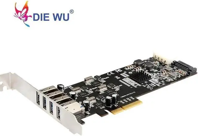 Alt view image 4 of 5 - Supper speed 20G PCIe 4X to 4 channel USB 3.0 Expansion card PCI Express Riser Card Controller Adaptor Converter