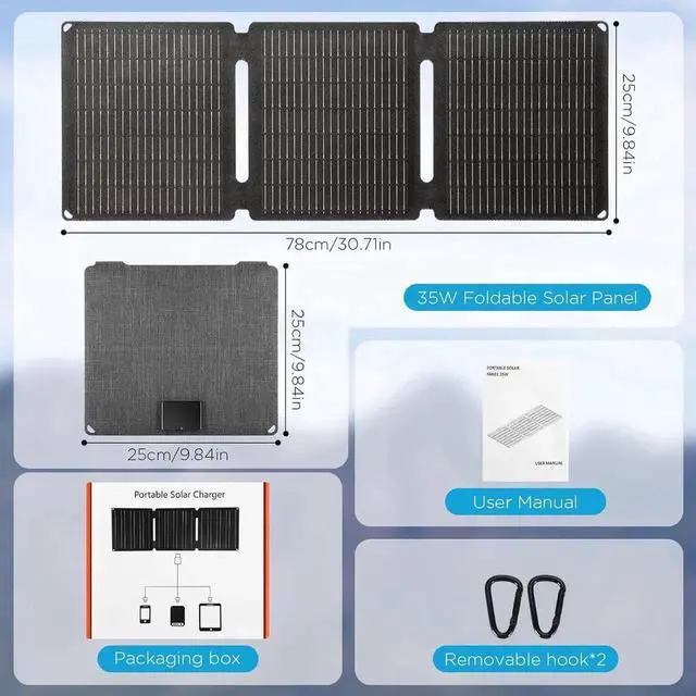 Alt view image 3 of 7 - 35w Solar Charger Fast Charging Cell Phone Battery Charger Portable Generator for Camping Waterproof Dustproof Battery Pack Charger Portable