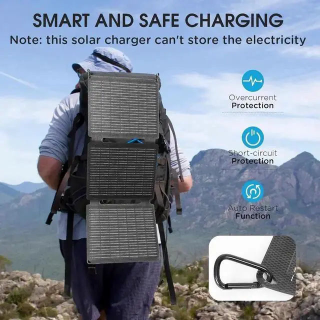 Alt view image 2 of 7 - 35w Solar Charger Fast Charging Cell Phone Battery Charger Portable Generator for Camping Waterproof Dustproof Battery Pack Charger Portable