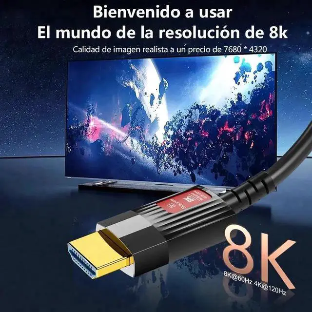Alt view image 2 of 7 - Certified 8K Long HDMI 2.1 Fiber Optical Cable, 8K Ultra High Speed HDMI 50m 164ft 48Gbps 4K@120Hz 8K@60Hz, eARC Dolby Vision Atmos HDR10 for Xbox Series X, PS5, PC, Projector