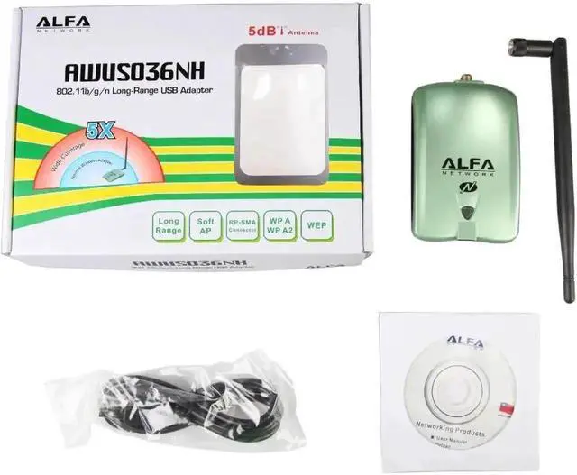 Alt view image 2 of 4 - 3070L chipset 2000mW high power wireless network card 150Mbps wireless USB adapter with 5db antenna ALFA AWUS036NH