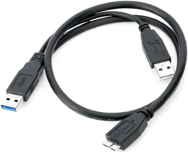 Alt view image 3 of 3 - Micro USB Cable for Mobile HDD Dual USB3.0 A Male to Micro USB 3.0 Y cable with Extra Power Cable USB A to Micro USB Cable Cord
