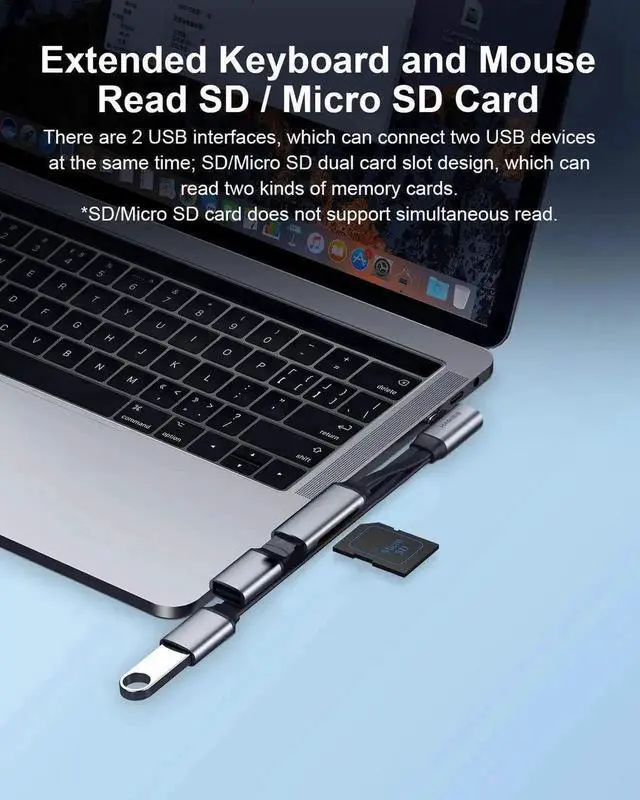 Alt view image 2 of 7 - Hagibis USB-C Hub, Type-C Cable OTG Adapter with USB 3.0, USB 2.0, USB C Portable Extension Cable for MacBook Pro, iPad Pro, ChromeBook, XPS, Samsung Galaxy S10/S9, Surface (USB x 3)