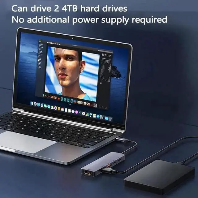 Alt view image 6 of 7 - 5-Port USB 3.2 Hub, Ultra-Slim Data USB 3.2 Hub with 4K@60Hz HDMI, 140W Power Delivery, USB-C 3.2 and 2 USB-A 3.2 Ports, for MacBook, Mac Pro, Mac mini, iMac, XPS, PC, Flash Drive, Mobile HDD