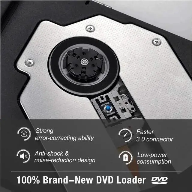 Alt view image 6 of 7 - External CD DVD Drive USB 3.0 Portable CD DVD +/-RW Drive Slim DVD/CD Rom Rewriter Burner Writer, High Speed Data Transfer for Laptop/Macbook/Desktop /MacOS/Windows10/8/7/XP/Vi , Black