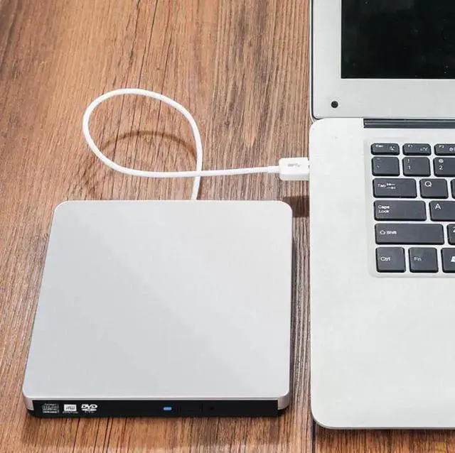 Alt view image 2 of 7 - USB3.0/USB-C External CD DVD Drive, 8X Portable CD/DVD ROM +/-RW Drive Burner Writer for Windows 10/8/7, Linux, Mac Laptop Desktop, MacBook Pro/ Air, iMac (Silver)