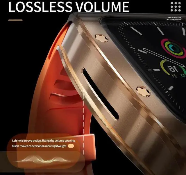 Alt view image 3 of 7 - Mod Kit Standainless Standeel Case for Apple Watch 45mm/44mm Rugged Metal Bumper Case Protective Replacement B for iWatch Series 4/5/6/7/8/9/SE/SE2 Orange