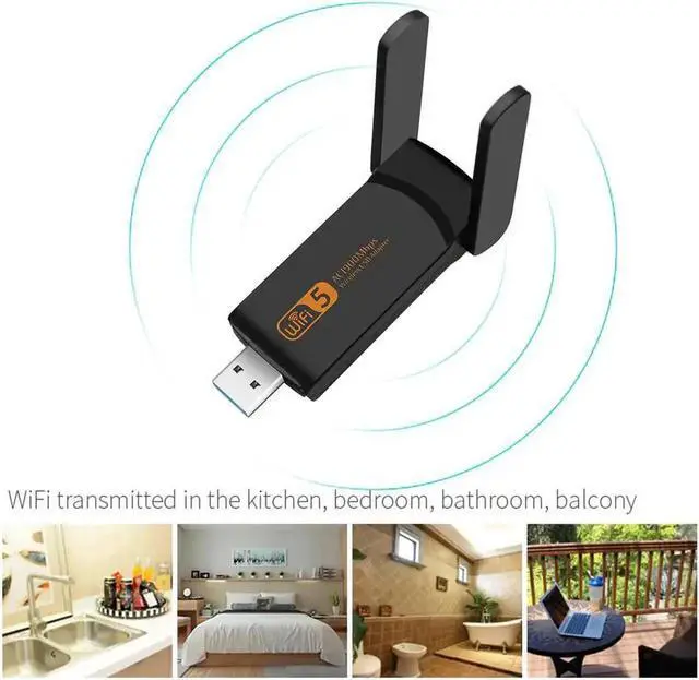 Alt view image 2 of 5 - JAENFONG Band 1900Mbps USB Wifi Adapter Wireless USB Adapter 802.11AC USB Ethernet PC Network Card Lan Wifi Dongle Receiver