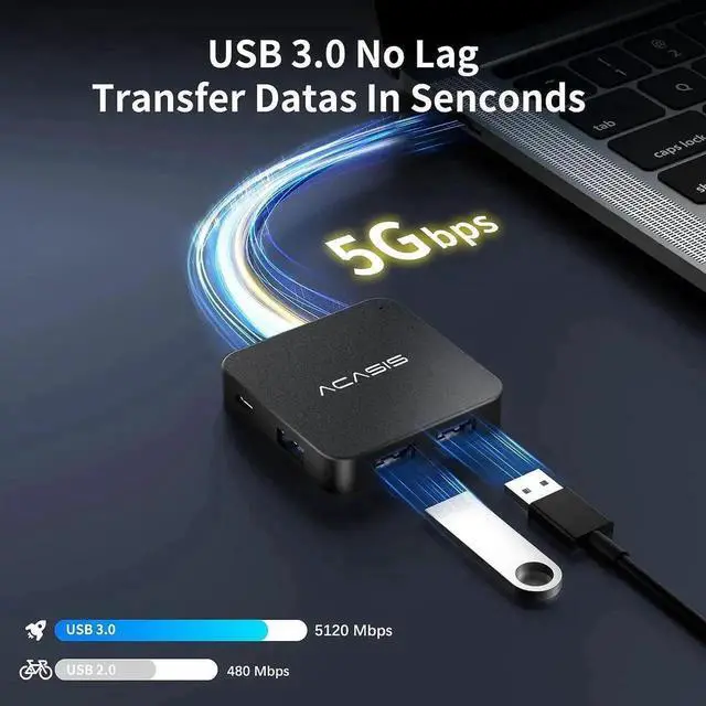 Alt view image 2 of 7 - USB C Hub, Multi-Port USB Type-C Hub with 4K HDMI, Power Delivery 100 W | 3 USB 3.0 Port | 1 Type-C 3.0 Port | USB Splitter Adapter for MacBook, Mac Mini, XPS, Laptop and USB C Devices (0.5ft)