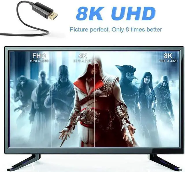 Alt view image 7 of 7 - 16FT Fiber 8K 4K DisplayPort Cable( In Wall ), DP 1.4 HBR3 8K@60Hz 4K@144Hz High Speed 32.4Gbps Optical Fiber Slim and Flexible DP to DP Cable
