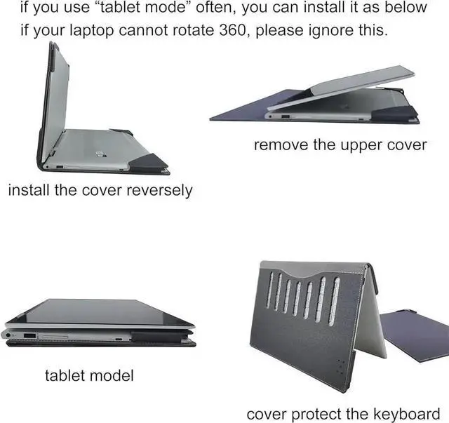 Alt view image 6 of 7 - Laptop Cover Case for 14 inch Lenovo Thinkpad X1 Carbon Gen 12 & ThinkPad X1 2-in-1 Gen 9, PU Leather Protective Sleeve Bag with Heat Dissipation Bracket, Pencil Holder