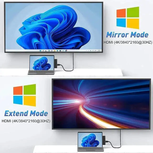 Alt view image 4 of 7 - 8-in-2 Surface Pro 9 Pro 8 Docking Station, Surface Pro 8 Hub with 4K HDMI,100W USB-C Thunderbolt 4(Display+Data+PD Charging), USB C(Data), Audio,2*USB 3.0, TF/SD Card for Microsoft Surface Pro 9/8/X