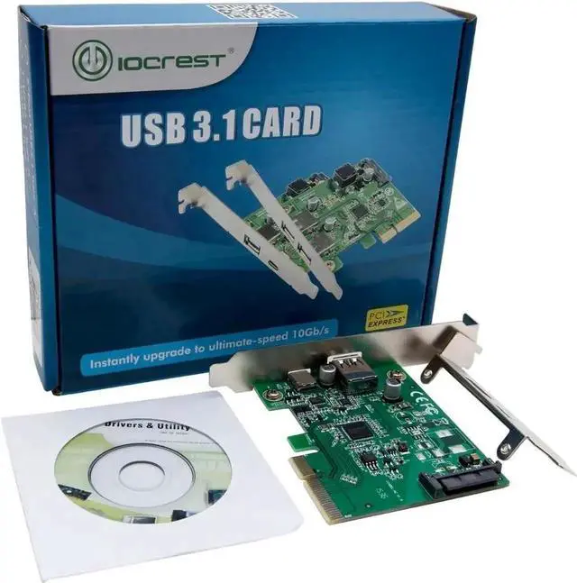 Alt view image 2 of 7 - IO Crest IOCrest USB 3.1 Gen II 10Gbps 2-Port Full-Duplex Controller X4 Slot Card Type-C and Type-A Ports Components Other SI-PEX20189
