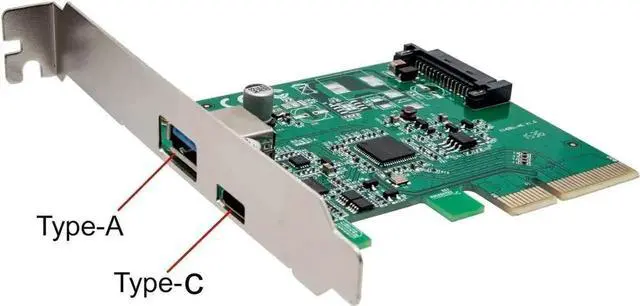 Alt view image 3 of 7 - IO Crest IOCrest USB 3.1 Gen II 10Gbps 2-Port Full-Duplex Controller X4 Slot Card Type-C and Type-A Ports Components Other SI-PEX20189